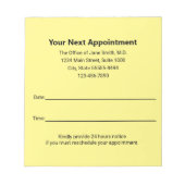 Uw arts zal u herinneren aan uw volgende afspraak notitieblok (Voorkant)