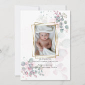 Uw Baby Foto Moderne Waterverf Eucalyptus Kaart (Voorkant)