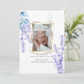 Uw Baby foto Waterverf Lavender - Dusty Blue Kaart (Staand voorkant)