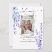 Uw Baby foto Waterverf Lavender - Dusty Blue Kaart (Voorkant)