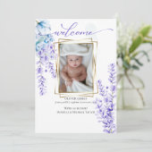 Uw Baby foto Waterverf Lavender - Dusty Blue Kaart (Staand voorkant)