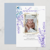 Uw Baby foto Waterverf Lavender - Dusty Blue Kaart (Voorkant / Achterkant)