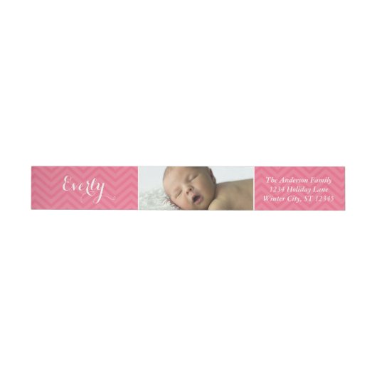 Uw Baby Meisje Foto Roze Wit Zig Retouradres (Individueel)