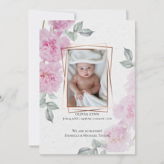 Uw Baby roze roze pony's rijstpapier Kaart (Voorkant)