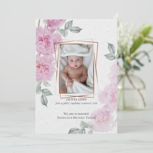 Uw Baby roze roze pony's rijstpapier Kaart (Staand voorkant)