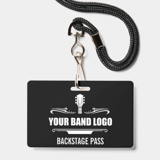 Uw band Logo Backstage Pass breed Badge (Voorzijde met lanyard)
