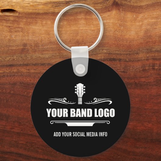 Uw band Logo - Kies uw achtergrondkleur Sleutelhanger (Voorkant)