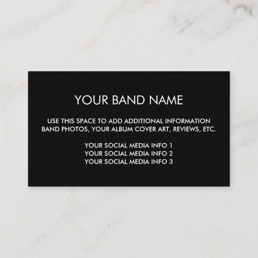 Uw band Logo - Kies uw achtergrondkleur Visitekaartje (Achterkant)