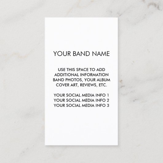 Uw band Logo - Kies uw lange achtergrondkleur Visitekaartje (Achterkant)