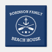 Uw Beach House Familienaam Anchor Oars Stars Magneet (Voorkant)