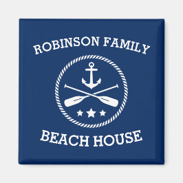 Uw Beach House Familienaam Anchor Oars Stars Magneet