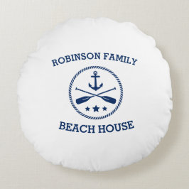 Uw Beach House Familienaam Anchor Oars Stars Rond Kussen