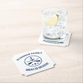 Uw Beach House familienaam Anker Sterren peddels Kartonnen Onderzetters (Insitu)