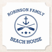 Uw Beach House familienaam Anker Sterren peddels Kartonnen Onderzetters (Voorkant)