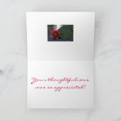 "UW BEDACHTZAAMHEID WERD ZO GEWAARDEERD" (LOTUS BEDANKKAART (Binnen)