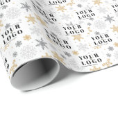 Uw bedrijf brandde Kerstmis Snowflake Logo Cadeaupapier (Rol Hoek)