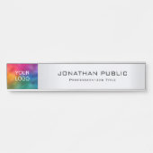 Uw bedrijf hier Logo Modern Silver Deurbordje (Voorkant)