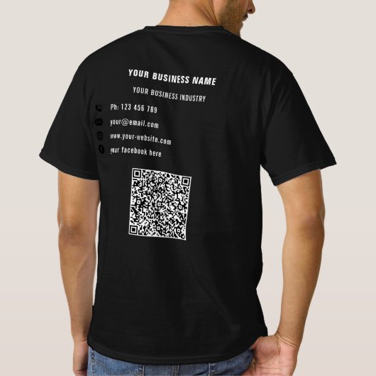 Uw Bedrijf Logo Aangepaste Tekst en QR Code T-Shir T-shirt (Achterkant)