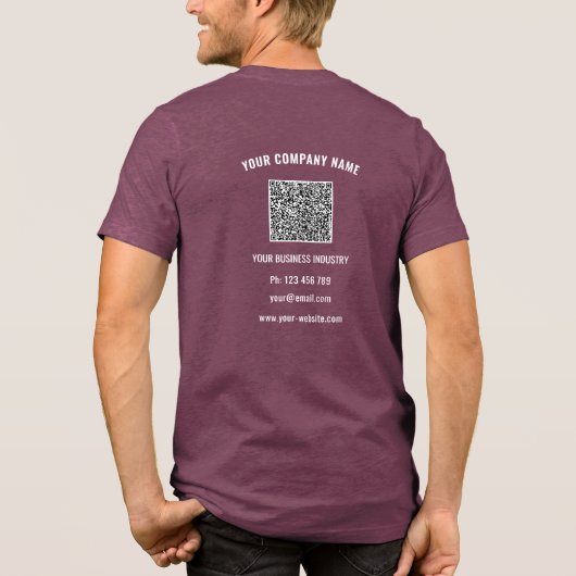 Uw bedrijf Logo aangepaste tekst en QR-code voorbe Tri-Blend Shirt (Achterkant)