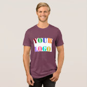 Uw bedrijf Logo aangepaste tekst gepersonaliseerd Tri-Blend Shirt (Voorkant volledig)