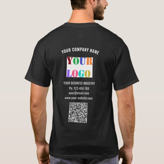 Uw Bedrijf Logo Aangepaste Tekst met QR Code T-Shi T-shirt (Achterkant)