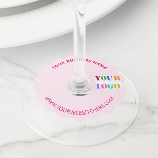 Uw bedrijf Logo aangepaste tekst wijnglas Labels (Dichtbij)