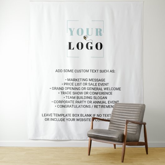 Uw bedrijf Logo Aangepaste Witte Achtergrond Wandkleed (In situ)