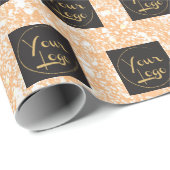 Uw bedrijf Logo Blush Glitter Promo Cadeaupapier (Rol Hoek)