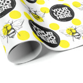 Uw bedrijf Logo Custom Bumblebee Geel Wit Cadeaupapier (Rol Hoek)