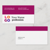 Uw bedrijf Logo Custom Simple Wine Red Visitekaartje (Voorkant / Achterkant)