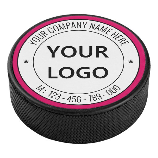Uw bedrijf Logo Custom Text Hockey Puck Sjabloon (3/4)