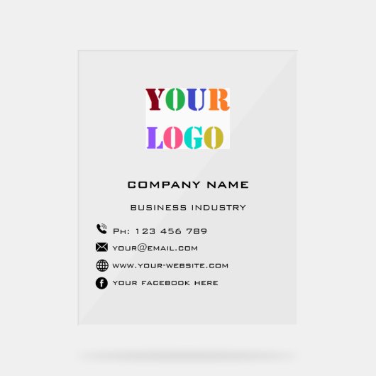 Uw Bedrijf Logo en Aangepaste Tekst Acryl Sign Acryl Bord (Voorkant)