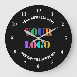 Uw Bedrijf Logo en Aangepaste Tekst Business Clock Grote Klok