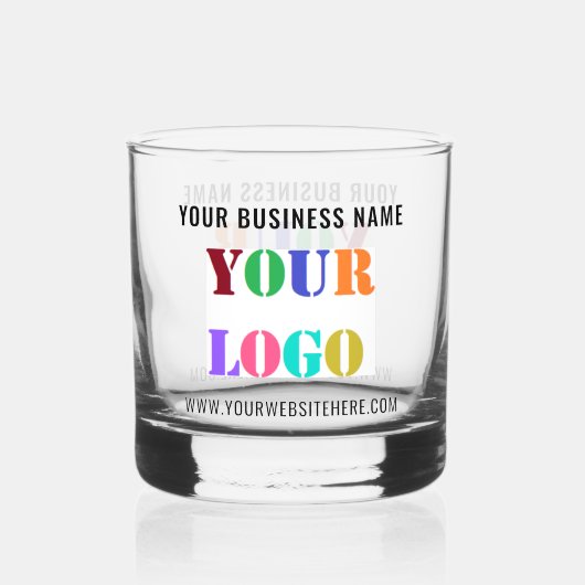 Uw Bedrijf Logo en Aangepaste Tekst Business Whisky Glas (Voorkant)