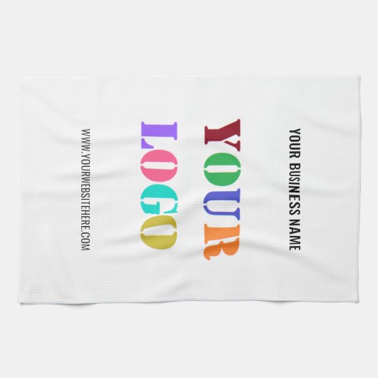 Uw bedrijf Logo en aangepaste tekst keukenhanddoek (Horizontaal)