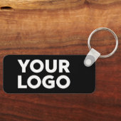 Uw bedrijf Logo en Tekst bedrijfssoftware zwart Sleutelhanger (Voorkant)