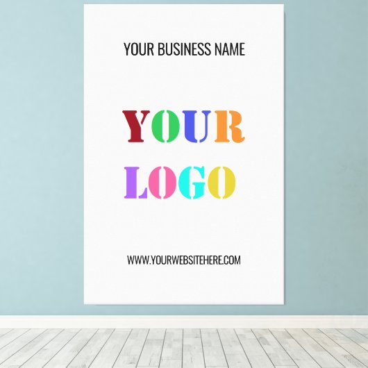 Uw bedrijf Logo en tekst Canvas Print Voorbeeld (Insitu (Houten vloer))