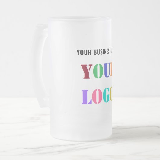Uw bedrijf Logo en tekst Frosted Glass Beer Mok (Voorkant links)