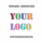 Uw bedrijf Logo en tekst Sticker voorbeeld (Voorkant)