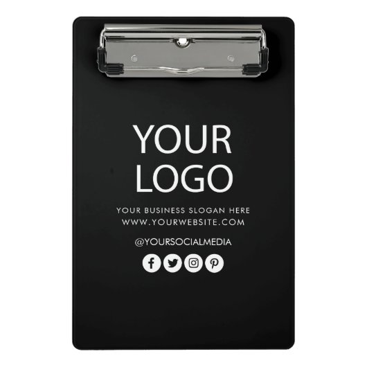 Uw bedrijf Logo en tekstbedrijf Branded zwart Mini Klembord (Voorkant)
