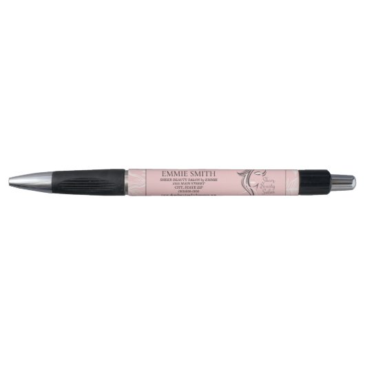 Uw bedrijf Logo Feminine Girly Pink White Pen (Voorkant)