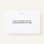 Uw bedrijf Logo Foto Naam ID Badge (Achterkant)