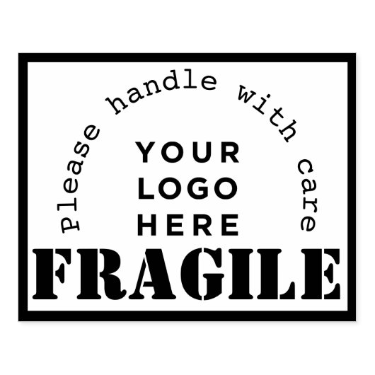 Uw Bedrijf Logo Fragile verzending rubber stempel (Afrduk)