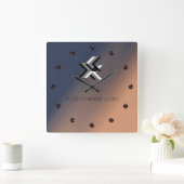 UW BEDRIJF LOGO, gepersonaliseerd, voeg jouw tekst Vierkante Klok (Huis)