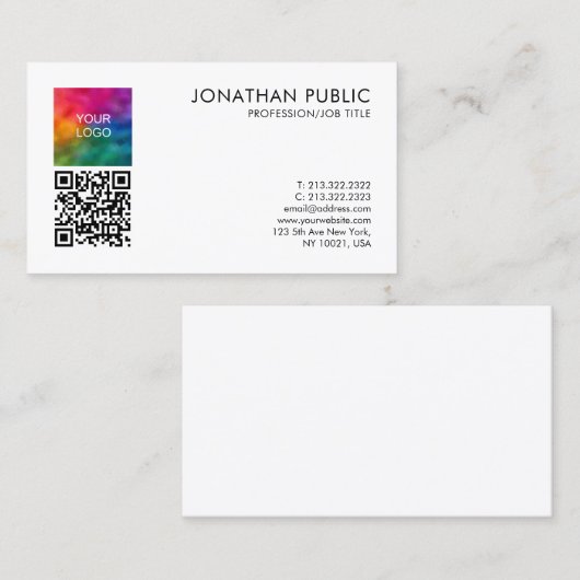 Uw bedrijf Logo hier QR Code Professional Visitekaartje (Voorkant / Achterkant)