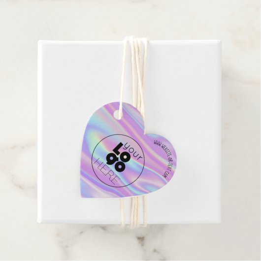 Uw Bedrijf Logo Iridescent Heart Shape Hang Label (In situ)