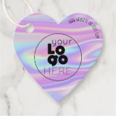 Uw Bedrijf Logo Iridescent Heart Shape Hang Label (Voorkant)