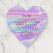 Uw Bedrijf Logo Iridescent Heart Shape Hang Label (Achterkant)