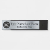 Uw bedrijf Logo Kantoor Deur Sign Faux Silver Deurbordje (Voorkant)