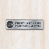 Uw bedrijf Logo Kantoor Deur Sign Faux Silver Deurbordje (Voorkant)